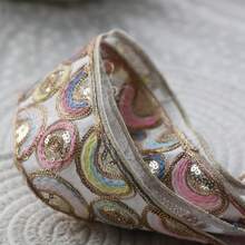 100厘米女士装饰蕾丝，可用于DIY头饰、服装领口、窗帘装饰、缝纫配件 - 彩色 - 查看 4