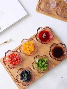 2pcs/6pcs Set Cherry Blossom Sauce Plate Set, Pink Cherry Blossom Crystal Plastic Appetizer Plate, Dipping Bowl, Tasting Plate, Serving Plate, Seasoning Dish, Small Bowl, Ice Cream Snack Soy Sauce Dish, Tableware - Multicolor - View 2