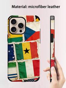 1pc Vintage American & British Flag Print Phone Case, Creative Retro Faux Leather UV Printing Striped Flag Pattern Protective Soft Cover Compatible With Apple 17 Pro Max/16 Pro Max/12 Pro/13/14 Plus/15 Pro Max/16 Pro Max/11/13 Pro, Holiday Gift - Multicolor - View 6