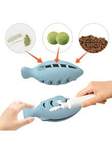 Đồ chơi nhai hình cá bằng silicon, dụng cụ phân phát thức ăn tương tác cho mèo, giúp tăng cường sức khỏe răng miệng, không cần pin, chất liệu bền, đồ chơi cho mèo. - Nhiều màu - Xem 5