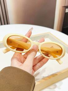 1pc Vintage Oval Frame Fashion Glasses For Women, Multiple Colors, INS Influencer Style, Eyewear For Streetwear, Outfit & Photo, Decorative Accessory - Multicolor - View 12