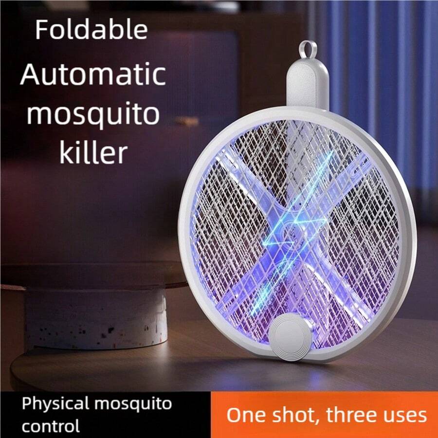 CHIGO Matamoscas eléctrico plegable 3 en 1 mejorado, con luz UV, trampa de insectos, recargable por USB, 300mAh, para dormitorio, camping, viajes - Blanco - Ver 1