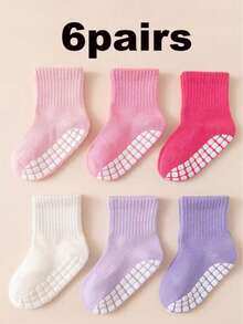 6 Pairs/1 Pair Baby Anti-Slip Socks, Cute Princess Style, Suitable For 0-5 Years Old Babies Daily Wear - Multicolor - View 12