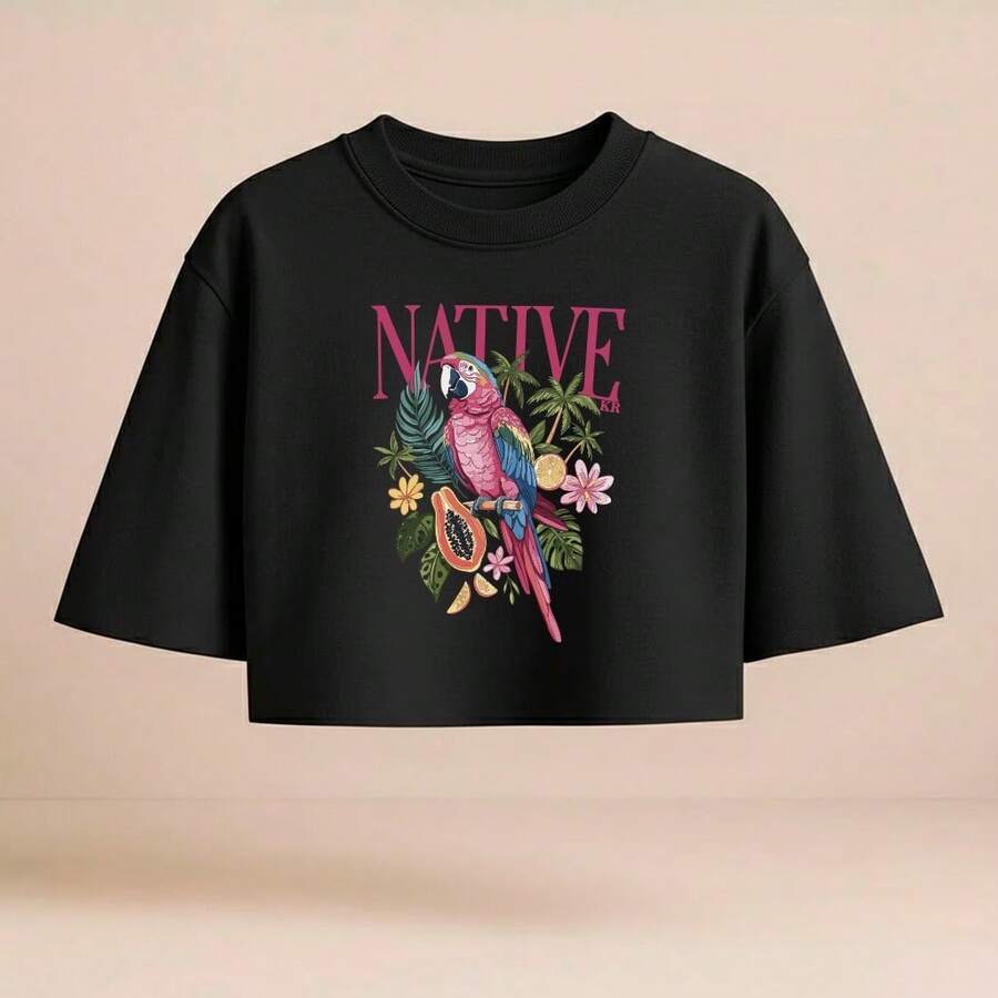 Cropped Oversized Banana Top, Rio De Janeiro, Nature, Various Styles. - Black - View 1