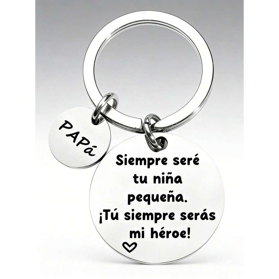 爸爸钥匙扣 - “你永远是我的英雄” 西班牙语刻字，父亲节礼物，送给英雄爸爸的钥匙圈 - 彩色 - 查看 1