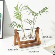 Creative Hydroponic Plant Transparent Wooden Frame Vase Desktop Small Fresh Container Living Room Office Desk Modern Decoration Ornament, Ornament Green Ivy Creative - Multicolor - View 14
