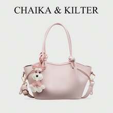 CHAIKA & KILTER 1 Stück einfarbige PU-Leder Umhängetasche, Damen Lässig Mode Beuteltasche mit plissiertem Design, verstellbarer Taillengurt, doppelte Griffe, Magnetverschluss, geeignet für Reisen, Einkaufen, Dates, Geschenke für Frauen, passend für Teenager, Studenten und Bürodamen, ideal für Büro, Schule, Arbeit, Pendeln, Outdoor, Reisen, Picknick (mit Anhänger verkauft) - Pink - Übersicht 12