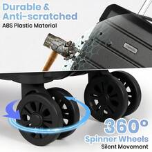 Carry-On Luggage Lightweight ABS Hard Shell Cabin Suitcase With Removable Wheels 16 Inch Travel Trolley Case-Black - Black - View 4