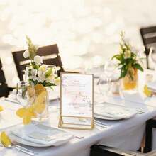 6pcs Acrylic Display Stand, 5"X7" Double-Sided Gold Photo Frame, Gold Vertical Table Number Holder, Wedding Office Restaurant Party Table Card Menu Display Rack - T-gold - View 9