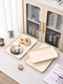 1个长方形托盘，优雅奢华家居用品，ins风奶白色面包/零食盛盘 - 奶油白 - 查看 1