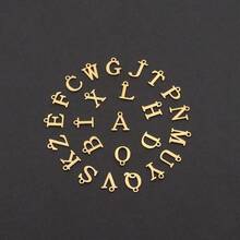 1pc New Hollow Heart Letter Pendant Necklace, Stainless Steel Herringbone Chain, Women - Thép không gỉ mạ vàng - Xem 4