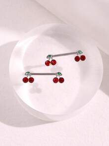 2件套不锈钢心形、蝴蝶、月亮、立方氧化锆花朵造型乳环，可爱穿刺饰品，适合日常佩戴 - nipple ring - 查看 7