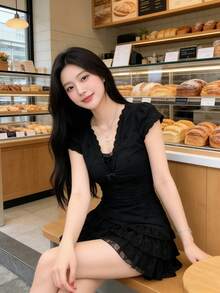 Women Short Dresses - Black - View 5
