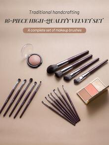 Bộ cọ trang điểm BS-Mall 16 món chất lượng cao và tiết kiệm chi phí, lông mềm mại, không rụng lông, dụng cụ trang điểm. - Màu nâu Sô-cô-la - Xem 2