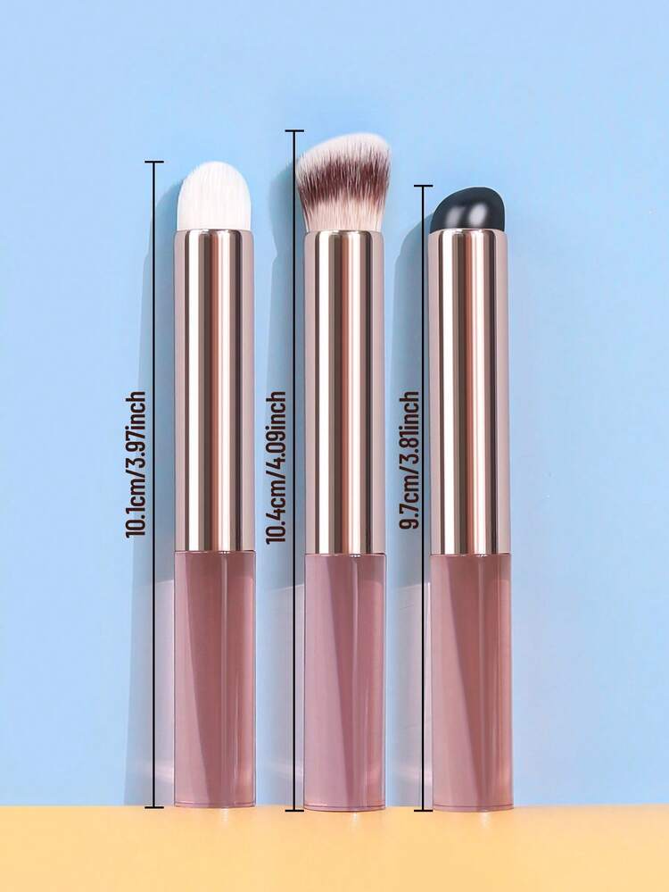 SEPROFE 3pcs Concealer Brushes, Silicone, Angled Tip, Pointed Tip Ultra-Fine Fiber Seamless Concealer Makeup Brushes, High-Quality Handle, Suitable For Eyes And Face Foundation, Concealer Makeup Tools - Gold - View 7