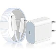 Cargador de pared rápido de 20W PD + Cable de carga y transferencia de datos de alta eficiencia de 3.3ft/100cm, compatible con iPhone 17 Pro Max/17 Pro/17/Air/16/15 y talla grande - Tipo de Enchufe A USA (110-127V) - Ver 2