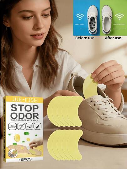 JUE FISH Plantillas perfumadas derivadas de plantas que absorben eficazmente el sudor y eliminan el olor en los zapatos deportivos