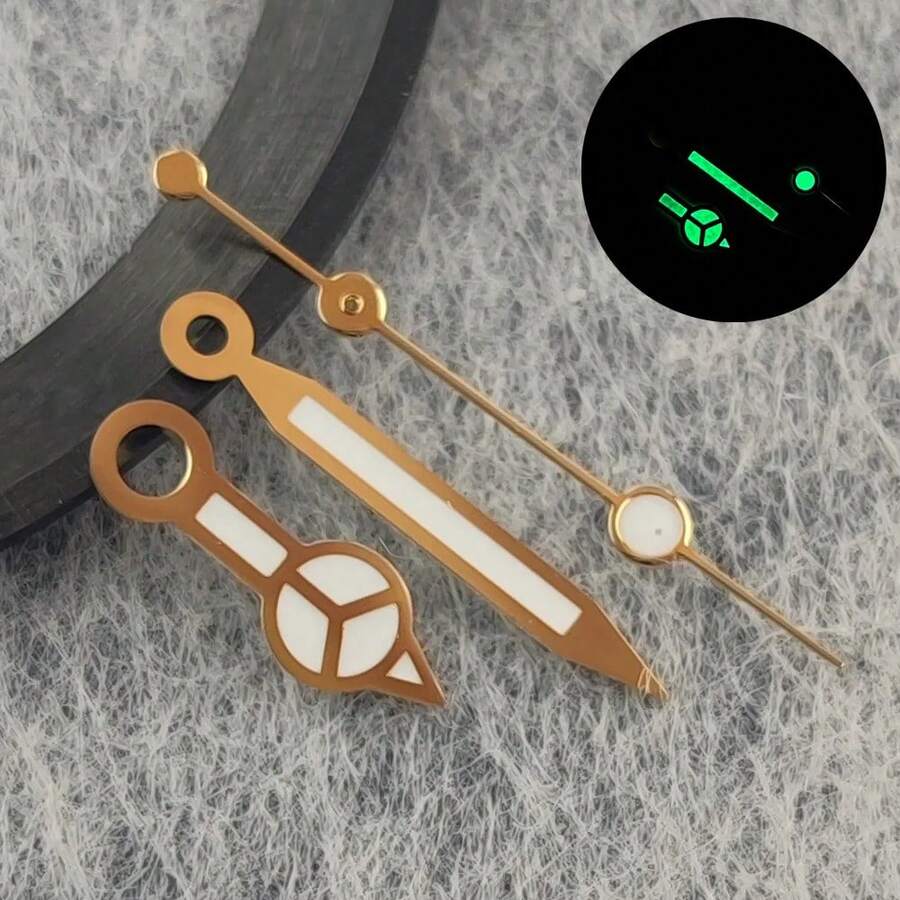 High-Quality NH35 Clock Hands, Rose Gold Plated Clock Hands For NH35/NH36/4R/7S Movement Watches, JBB1 Green/Blue Luminous Pointers - 2 - 查看 1