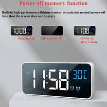 NieNie Đồng hồ báo thức kỹ thuật số có thể sạc lại, hiển thị nhiệt độ, báo thức kép, chế độ ban đêm, chức năng báo lại, điều khiển bằng giọng nói, đồng hồ để bàn, công tắc nguồn, 12/24 giờ, đồng hồ LED để bàn. - 8808 - Xem 8