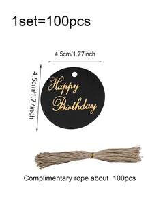 1set(100pcs)-Birthday Circular Paper Cards, Birthday Party Gift Hanging Cards, Cake Gift Cards, Gift Packaging Card Labels And Hemp Rope, Birthday Supplies, Special Decorations, Hanging Decorations For Gift Boxes - Multicolor - View 11