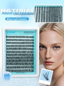 240pcs/Set 30D Curl Individual Lashes, 0.07D Curl (0.31-0.63 Inch) Natural Looking Fluffy & Soft Reusable Segmented False Eyelashes, Suitable For Daily Makeup, Wedding, Party, Holiday, Mother's Day, Easy DIY For Beginners - D - View 2