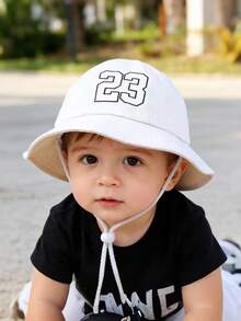 1顶幼儿/儿童字母印花宽檐遮阳帽，夏季沙滩帽，防风帽，男女童均适用 - 1PC - 查看 8