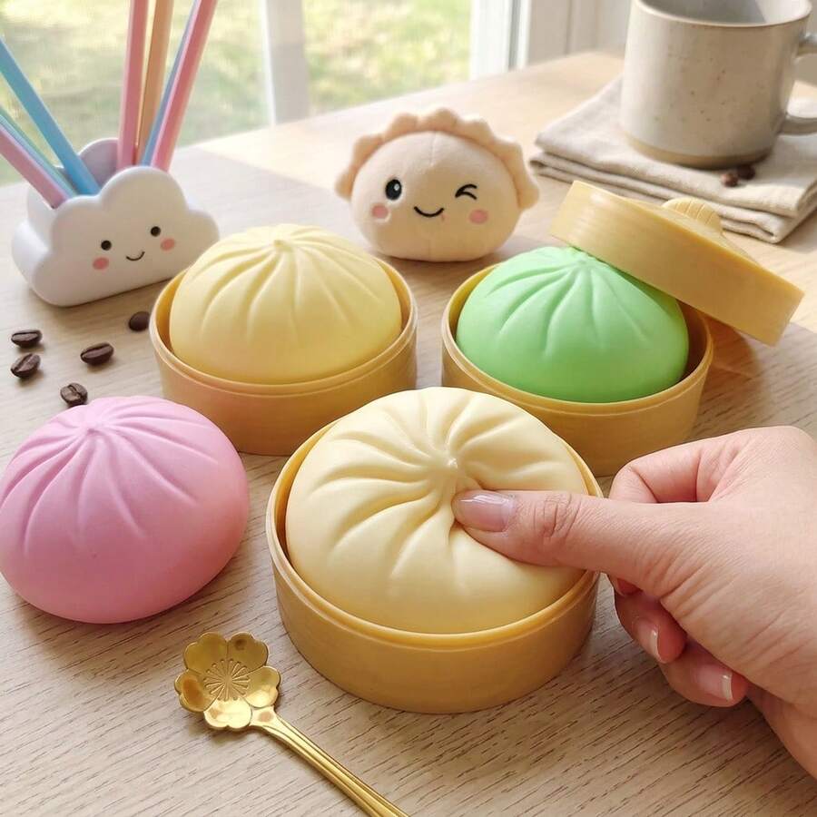 1 món đồ chơi hình bánh bao hấp đàn hồi chậm: Đồ chơi hình bánh bao hấp đàn hồi chậm, mềm mại và từ từ phồng lên, phù hợp cho người lớn, tuyệt vời để chơi trên bàn làm việc và giảm căng thẳng. - NNL31 - Xem 1
