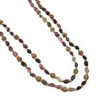 1条复古长款串珠绿柱石多层项链，专为女性设计，适合宴会和度假佩戴。 - 彩色 - 查看 2