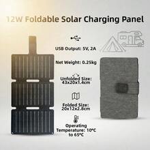 便携式太阳能充电板 - 3W/5W/10W/12W/21W/32W 可折叠太阳能充电器，带登山扣，晴天可为手机/相机/移动电源/小型设备/应急电源充电，户外露营徒步装备 - 彩色 - 查看 5