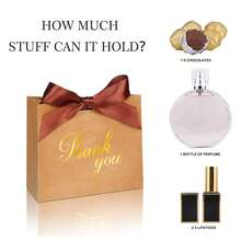 50/2 个礼品袋，白色、黑色、粉色、自然色，印有“谢谢”字样，伴娘礼盒，配白色丝带，适用于婚礼、生日派对、情人节、新娘礼物 - 棕色 - 查看 4