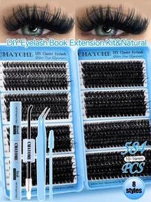 Bộ 472/584/616 sợi mi giả D Curl dạng chùm riêng lẻ kèm keo dán và chất kết dính, nhíp, cọ trang điểm, thân thiện với người mới bắt đầu, hộp mi giả dung lượng lớn phù hợp với nhiều kiểu trang điểm khác nhau, mi giả dày và bền lâu, quà tặng dành cho phái nữ. Bộ trang điểm chuyên nghiệp giúp bạn có đôi mắt đẹp. - Màu xanh Bạc hà - Xem 4