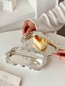 1件北欧复古风蛋糕架、甜点架、茶点托盘、首饰烛台、早餐盘 - 銀色 - 查看 8