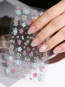 2 Sheets 5D Colorful Flower Nail Stickers, Butterfly & Rose Design, Spring/Summer Nail Art Decals, Slider Embossed Nail Decorations, DIY Nail Supplies - Multicolor - View 7