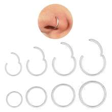Unisex Hypoallergenic Nose Ring Set: Exquisite 8-Piece Set, Includes 18G Gold/Silver 316L Stainless Steel Nose Rings And Hinged Septum Rings; Suitable For Various Body Piercing Jewelry, Sizes Range From 6 To 12mm, Ideal Holiday Gift. - Silver - View 11