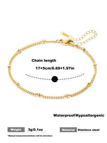 1pc Stainless Steel Beaded Bracelet Minimalism Single-Layer Round Bead Bracelet Multi-Layered Bracelet Waterproof Bead Chain Stacked Bracelets For Women - Single Layer - View 4