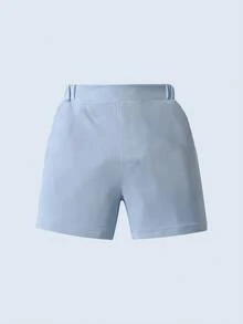 BOARNSEORL 3 件套年轻男孩绅士服装 - 短袖衬衫配领结、蓝色短裤和背心，优雅时尚，适合生日派对、婚礼、周年纪念、洗礼 - 淺藍色 - 查看 5