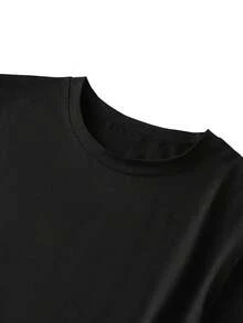 European And American Spring/Summer Round-Neck Loose-Fitting Casual Short-Sleeve Pocket T-Shirt Dress With Fashionable Heart-Shaped English Letter Print - 黑色 - 查看 3