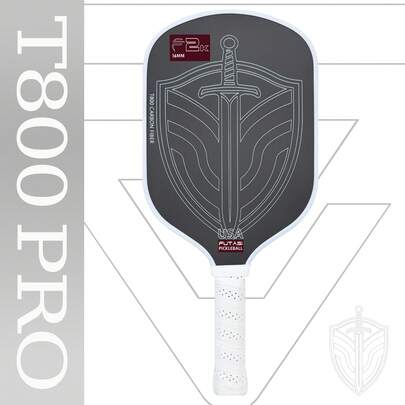 T800PRO碳纤维匹克球拍，粗糙哑光表面，提升球旋转，热压一体成型，16毫米厚，力量控制平衡型匹克球拍
