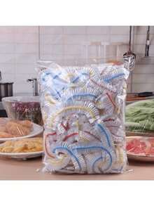 100片装弹性食品保鲜膜，PE薄膜材质，一次性碗盖，厨房食品储存，厨房用品及小工具 - 彩色 - 查看 8