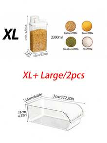 1pc/2pcs Kitchen Storage Canister, Airtight Sealed Food Storage Container With Lid, Portable Leak-Proof Grain Cereal Nut Flour Rice Storage Box, Kitchen Organization Accessories - Clear - View 17