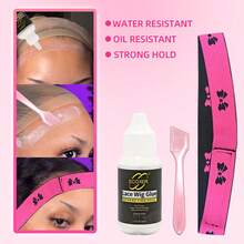 Cinta adhesiva para peluca de encaje con banda para el cabello, herramienta de peinado, resistente al agua y al sudor, adecuada para gorras de peluca de encaje, adhesión invisible y firme, raspador de color aleatorio enviado - 38 ml - Ver 2