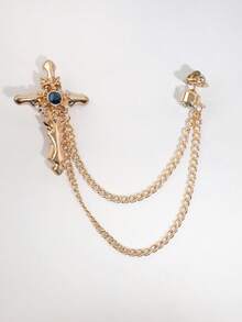 1件男士时尚仿宝石十字架链胸针，适合休闲、商务、派对等各种场合 - 彩色 - 查看 13