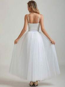 超长薄纱连衣裙，配有可拆卸缎带，适合舞会、万圣节、角色扮演、晚宴、情人节、秋季女装 - 彩色 - 查看 4