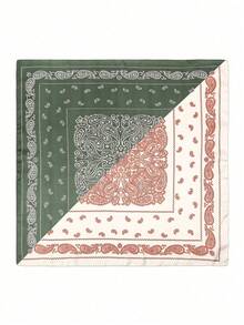 1pc Women's Geometric Print Bandana Scarf, Silk Headband, Neck Scarf, Suitable For Daily Use - Multicolor - View 3