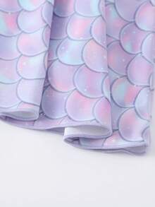 Annil [Skirt-Style One-Piece Swimsuit] Girls' Summer Mermaid Beach High-Elasticity Water-Repellent Professional Training Swimsuit Set - Purple Flower - View 4