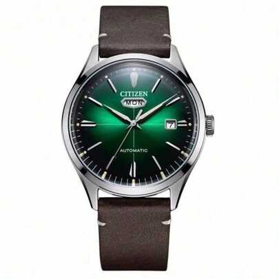  Reloj automático mecánico Citizen, esfera de negocios vintage, pantalla de fecha, movimiento mecánico, correa de cuero genuino, accesorio para hombre, reloj de pulsera automático para hombre, regalo para el Día de San Valentín, cumpleaños, aniversario, uso diario