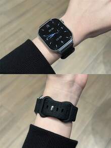 1pc Rose Pattern Silicone Watch Band, Suitable For Watch 4/5/6 Active - Black - View 1