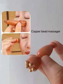 Conjunto de 2 peças para massagem facial, com ponta de lótus, ideal para reduzir bolsas, olheiras e imperfeições da pele. Inclui bastão de cobre para raspagem dos olhos, ferramenta de acupuntura e massageador facial portátil. Perfeito para cuidados com a pele e estimulação de pontos de acupuntura. - Multicolorido - Ver 3