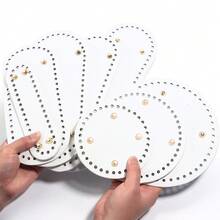 1pc PU Leather Bag Bottom For Crochet, Long Knitting Crochet Bags Bottom Shaper Pad Multi-Colored Hand-Woven Bag Cushion Base With Holes For DIY Handbag Shoulder Bags Purse Making - White - View 2