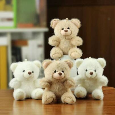 1pc Cute & Adorable Teddy Bear Bag Charm, Interesting Sitting Teddy Bear Plush Doll Ornament, Healing Desktop Decor Suitable For Children, Graduation, Halloween, Christmas, Thanksgiving, Mother's Day Gifts